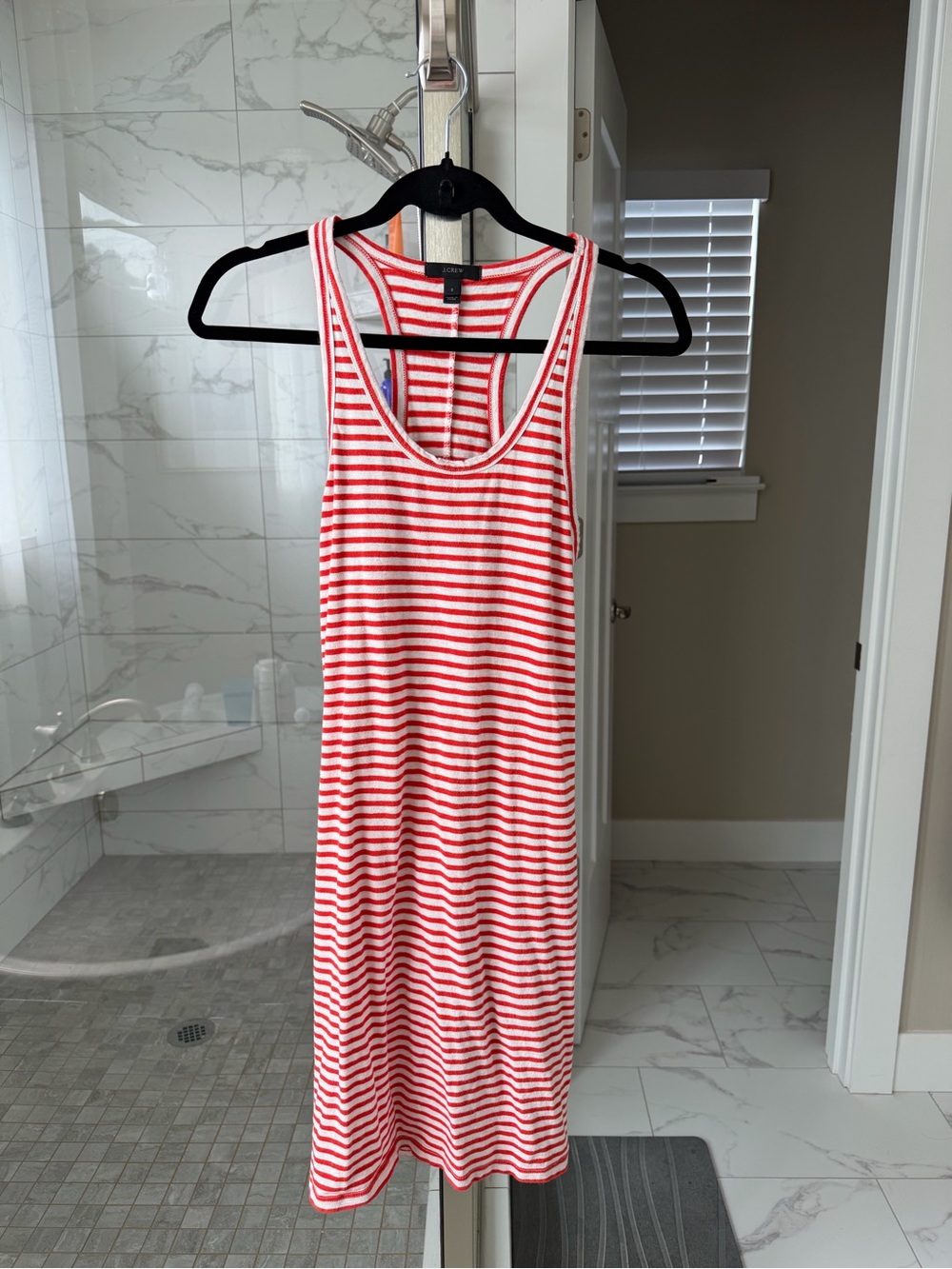 J. Crew Red and White Striped Tank Dress